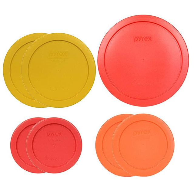 Pyrex (1) 7402-PC 6/7 Cup (2) 7201-PC 4 Cup (2) 7200-PC 2 Cup (2) 7202-PC 1 Cup Food Storage - 7 Piece Assorted Lids