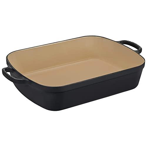 Staub Cast Iron 12.5x9 Oval Baking Dish, Black Matte