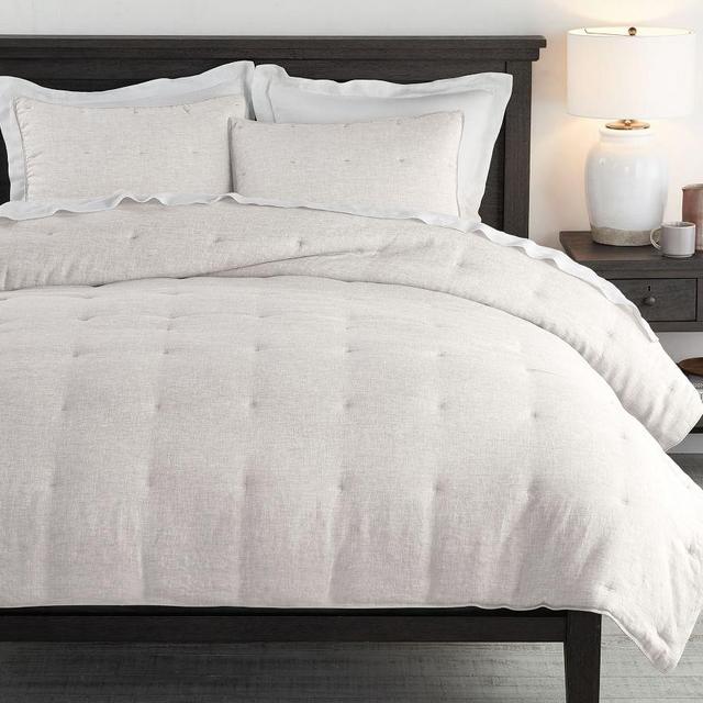 Soft Gray Belgian Flax Linen Comforter, King/Cal. King