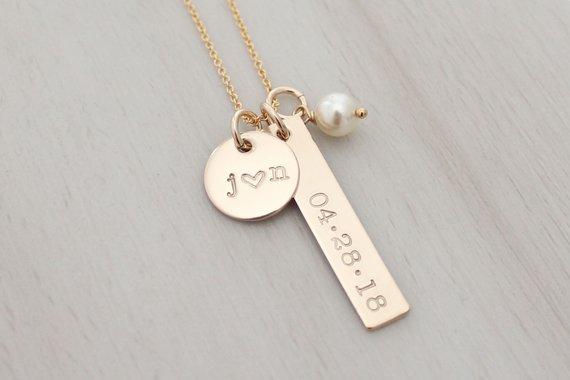 Wedding Gift for Bride - Personalized Wedding Date Necklace - Gift for Bride from Groom - Bridal Shower Gift - Engagement Gift