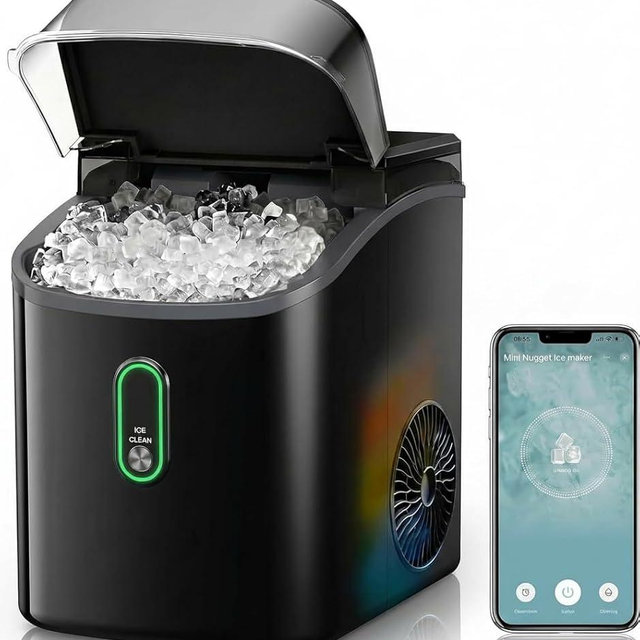 Silonn WiFi Nugget Ice Maker Countertop, 33Lbs/24H Soft Chewable Pebble Ice Machine, Timer Function & App Status Alerts, Compact for Home, Kitchen & Office Use