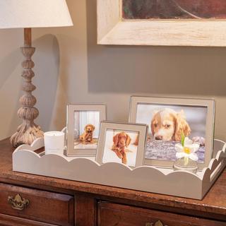 Scalloped Large Lacquered Ottoman Tray