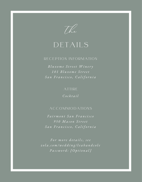 Artvin | Deep Sage | Zola Wedding Enclosure Cards