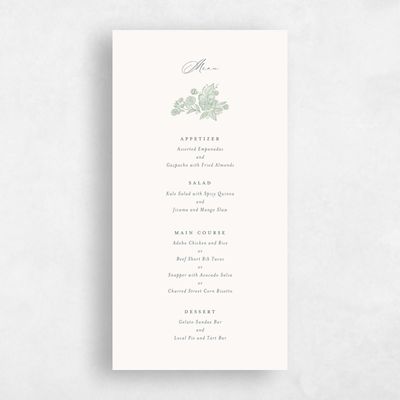 Green Greenery Wedding Menu - Siena