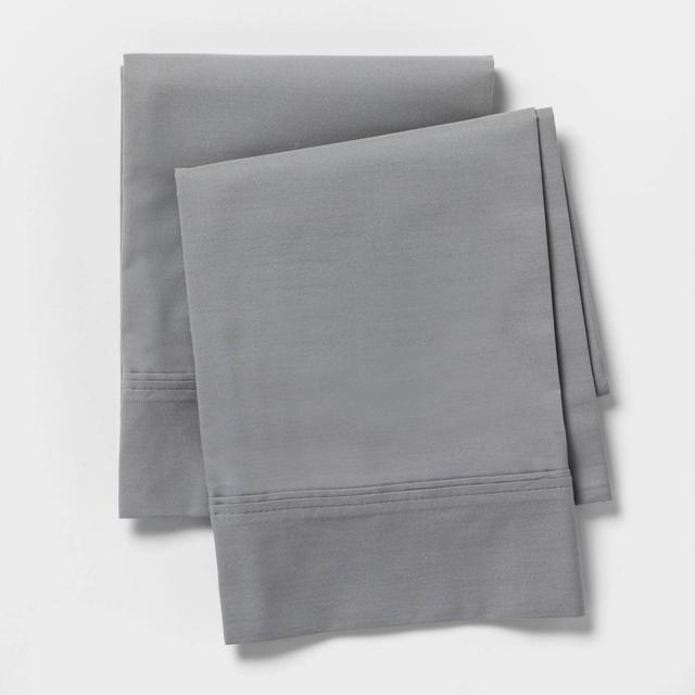 Standard 300 Thread Count Organic Solid Pillowcase Set Gray - Threshold™