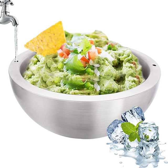 Dip Chiller Bowl - LARGE 30oz - Durable Stainless Steel - Ice COLD & Boiling HOT - Ice Chilled Serving Cooler Set For Beverages, Party, Bar, Salsa, Salad, Food (30oz, Stainless Steel 1-Pack)