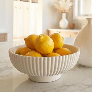 Decorative Concrete Fruit Bowl For Kitchen Counter Or Table Decor – Premium Quality Large Key Bowl Elevates Your Modern/Farmhouse Home Decoration, Showcasing Fruit or Seasonal Centerpieces in Style