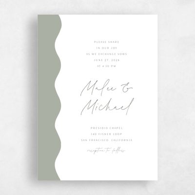 Green Bordered Wedding Invitation - Molnar Portrait