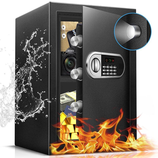 RETLLAS 2.5 Cu Ft Safe Box for Home Steel Electronic Digital Safety Box Personal Security Lock Box with LED Sensor Light Emergency Type-C External Charge for Money Jewelry Documents