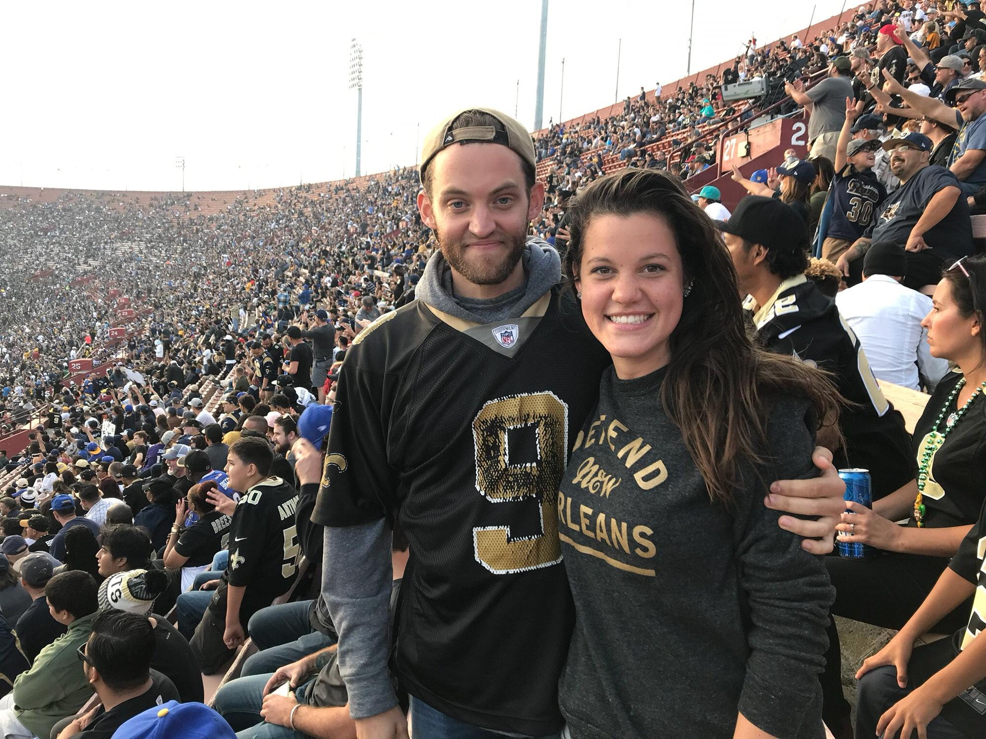 Faith and Patrick’s first Saints game together. They lost. 😭