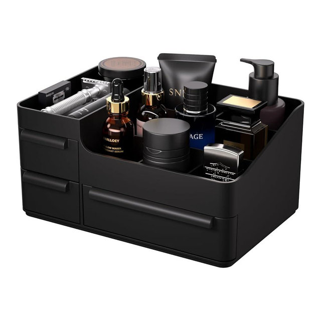Rasydyn Mens Countertop Organizer for Cologne: Vanity Organizer With Drawers, Bathroom Counter Organizer for Razor, Shaving Lotion, Skincare, Deodorant, Perfume Perfect for Bathroom & Bedroom Storage