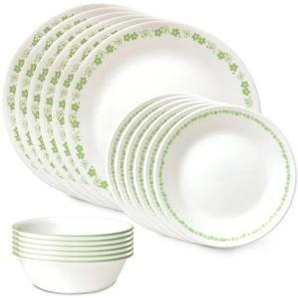 Corelle® Spring Blossom Green 18-piece Dinnerware Set, Service for 6