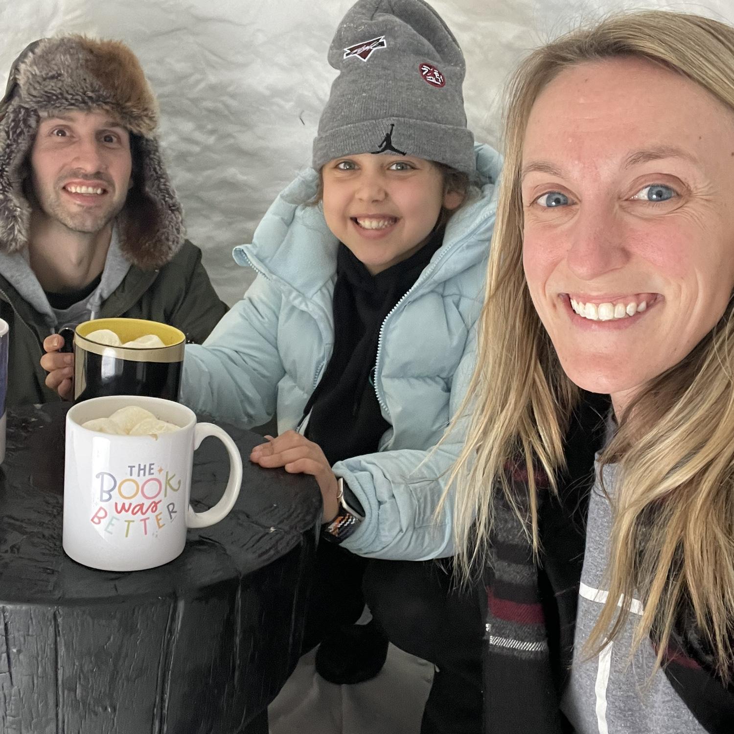 Hot cocoa in our igloo