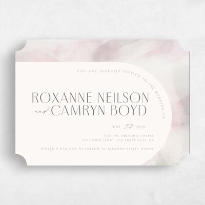 Beige Ticket Wedding Invitation - Coleridge Landscape