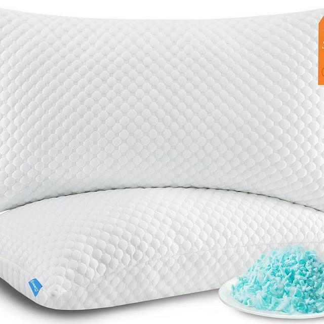 UYWO Cooling Memory Foam Pillows Firm and Soft, King Size Set of 2, Original Adjustable Pillows for Side, Back or Stomach Sleepers