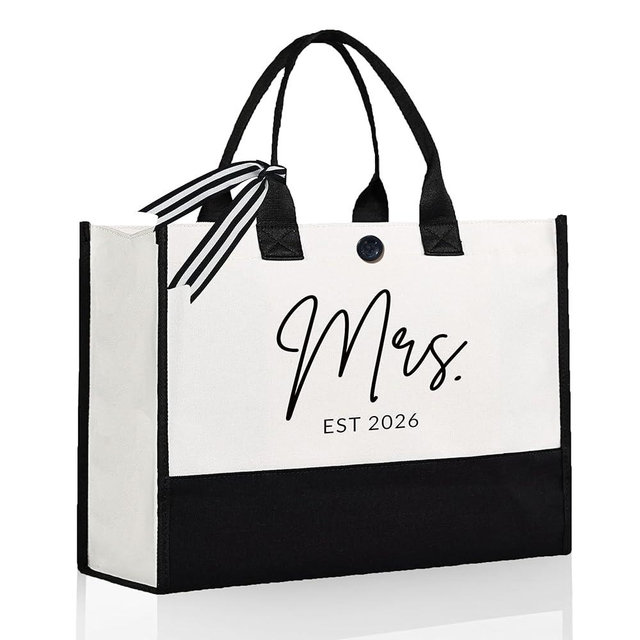 Afterprints Mrs Canvas Tote Bag for Bride 2026, Bride Gifts for Bridal Shower, Wedding Gifts for Bride to Be, Future Mrs, Engagement, Bachelorette Party Gift