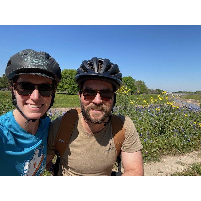 Biking along White Oak trail during blue bonnet season