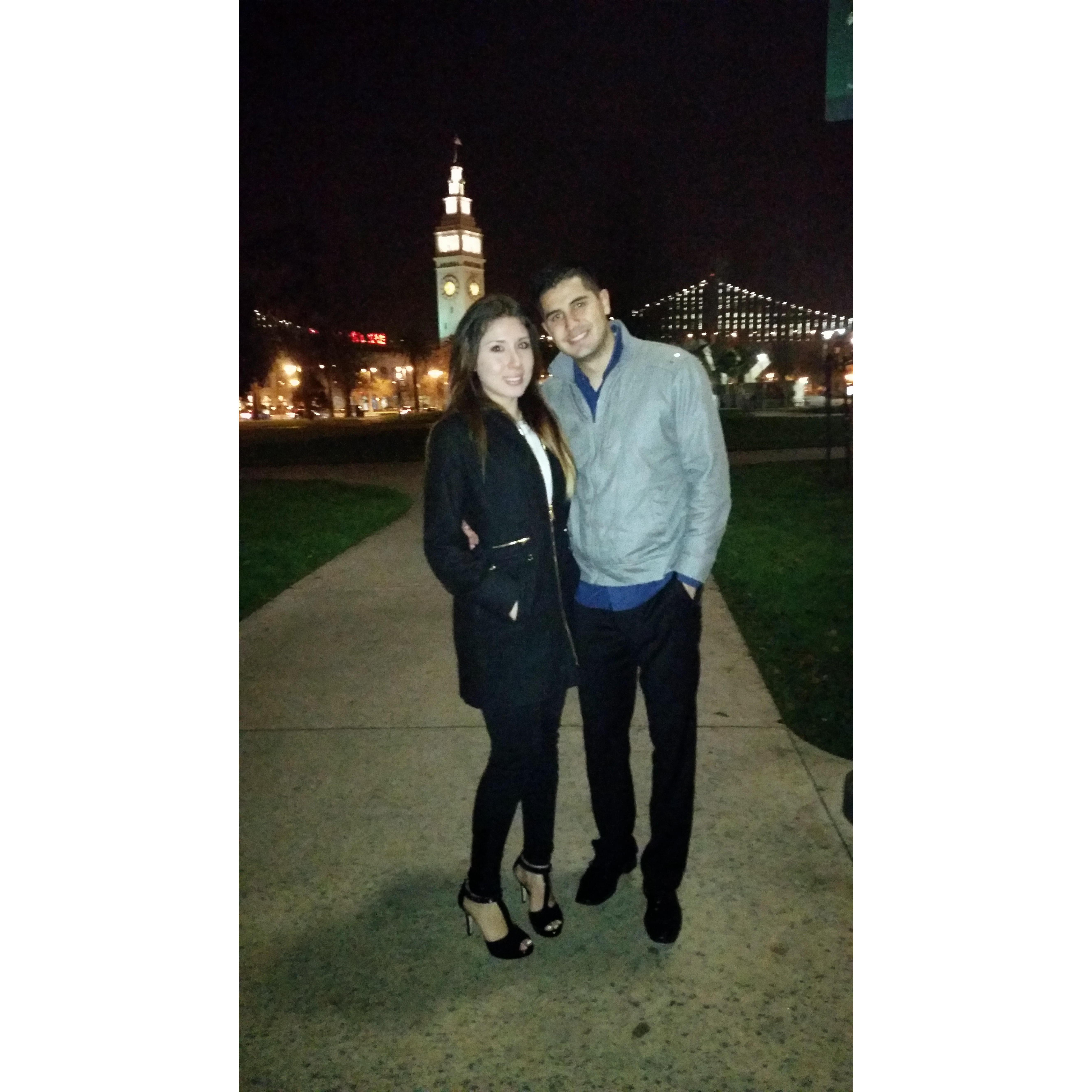 In San Francisco going on a nice dinner date.