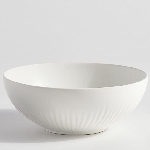 Ridge Textured Stoneware Serving Bowl, Single - White