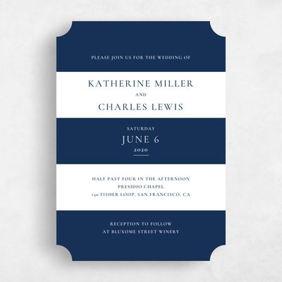 Blue Ticket Wedding Invitation - Potter Stripe