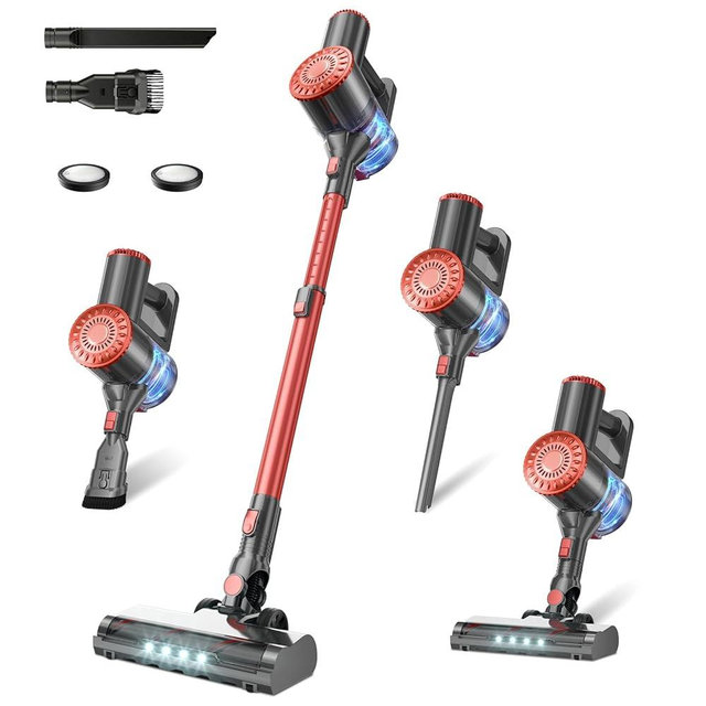 HOUSBRUSH Cordless Vacuum Cleaner with Self-Standing, Powerful Stick Vacuum Cleaners for Home, 8-in-1 Lightweight Rechargeable Vacuum, 7-Layer Filtration,Ideal for Carpet, Pet Hair, Hardwood Floors
