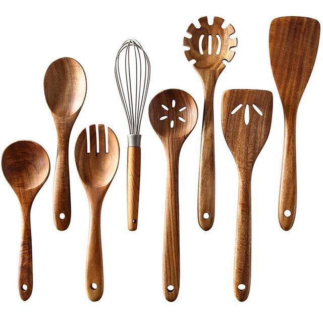  Healthy Cooking Utensils Set,Tmkit Wooden Cooking Tools -  Natural Nonstick Hard Wood Spatula and Spoons - Durable Eco-friendly and  Safe Kitchen Cooking spoon (set of 5): Home & Kitchen