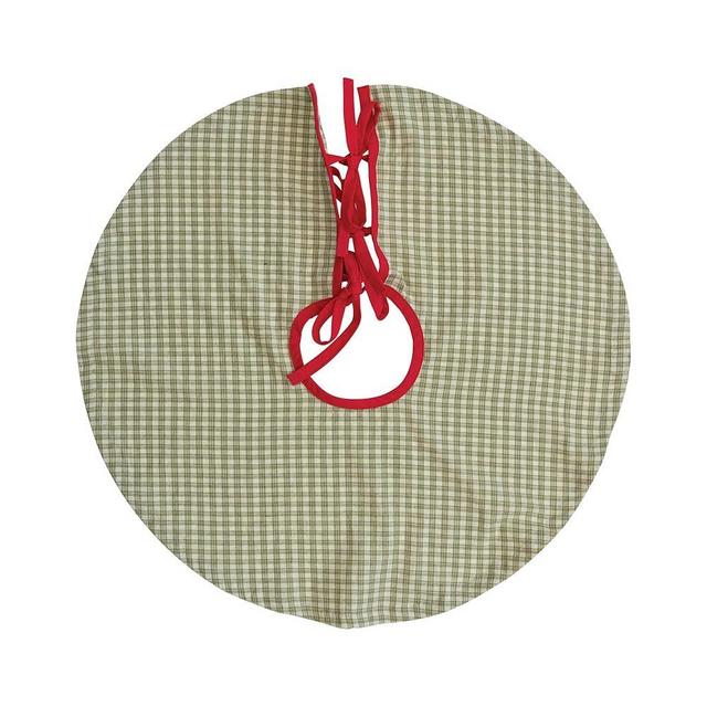 Creative Co-Op 24" Round Cotton w/Red Ties, Green Plaid Tree Skirt