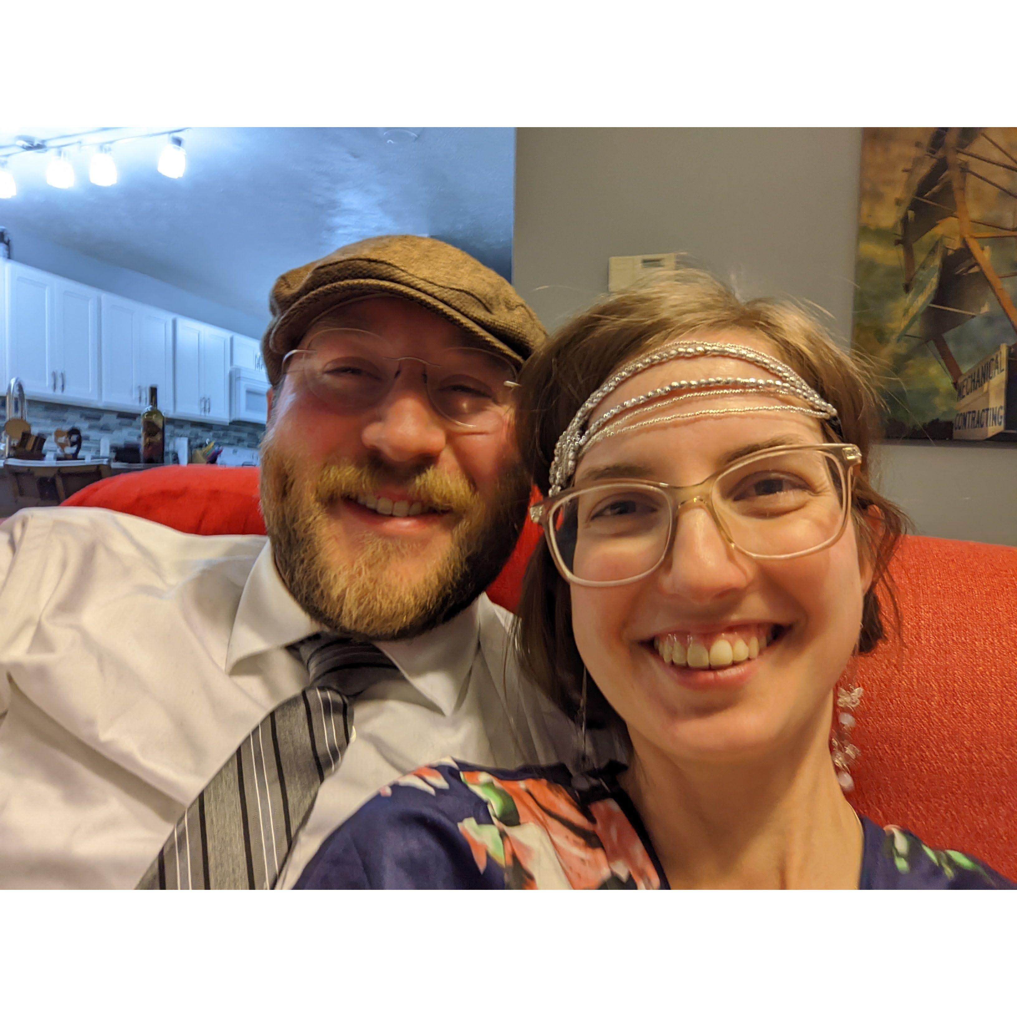 1920s-themed murder mystery dinner with friends. (Voted best costume!)