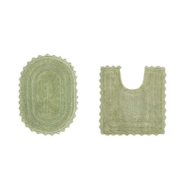 Better Trends Lilly Crochet 100% Cotton Tufted Reversible 2 PC Bath Rug Set - Sage