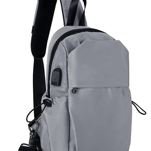 Sling Bag Crossbody Backpack Shoulder Bag for Men Women, Grey Hiking Daypack Multipurpose Anti-Theft Cross Body Chest Bags, Small Lightweight One Strap Backpack for Walking Biking Travel Cycling