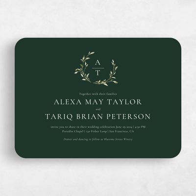 Green Rounded Wedding Invitation - Somerset Landscape