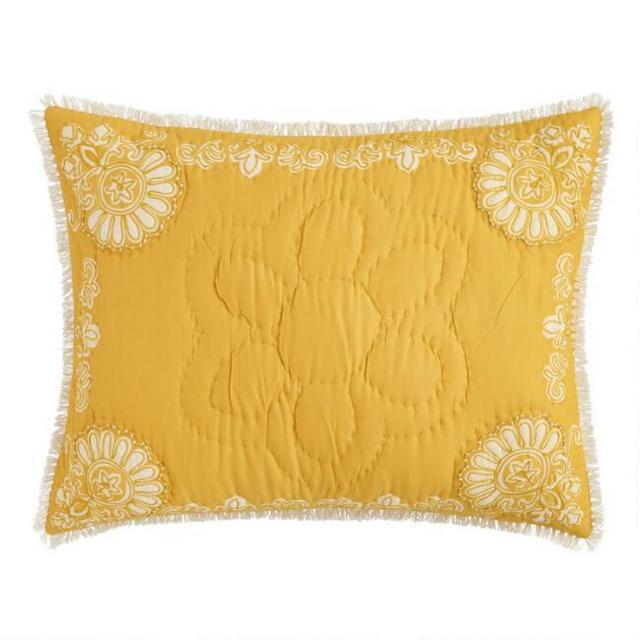 Mustard and Ivory Floral Sol Pillow Shams Set of 2