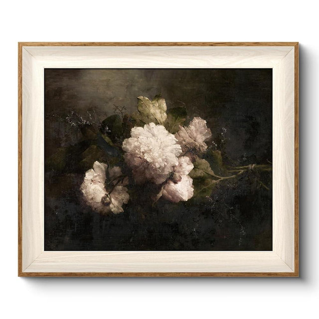 VIYYIEA Framed Canvas Wall Art, Vintage Wall Art for Living Room, Flowers Oil Painting Picture Summer Home Decor Bathroom Wall Decor Gifts for Friends or Family -【Peonies】-(10"x12")