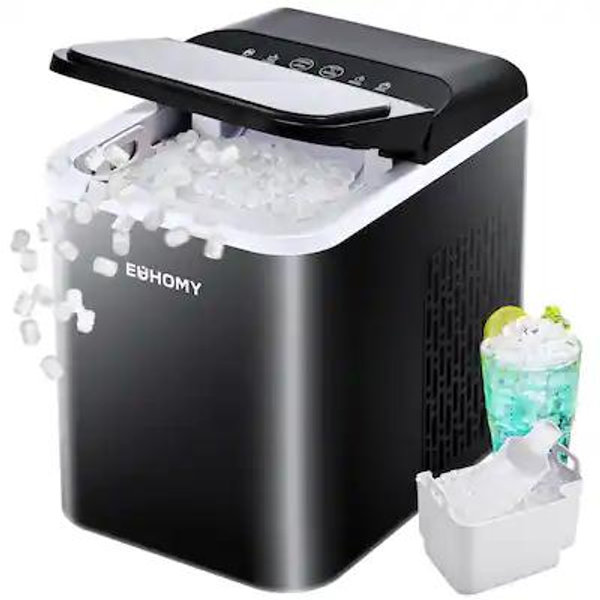 Euhomy - Countertop Nugget Ice Maker - 35lbs/24H Pebble Ice Machine with Auto-Cleaning - Black