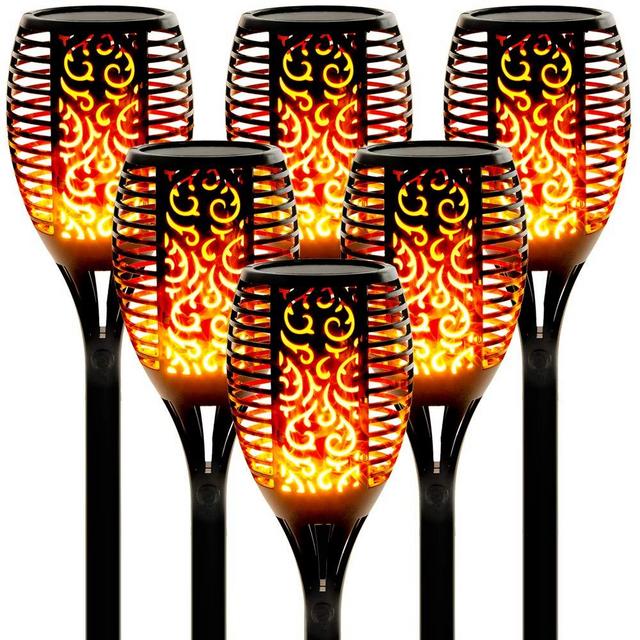 Walensee Solar Lights Outdoor Upgraded 43"(6 PACK) 96 LED Waterproof Flickering Flames Torch Lights Outdoor Solar Spotlights Landscape Decoration Lighting Dusk to Dawn Auto On/Off Security Torch Light