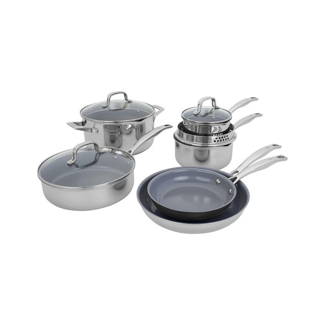 Henckels Clad H3 Stainless Steel Ceramic Nonstick 10 Piece Cookware Set