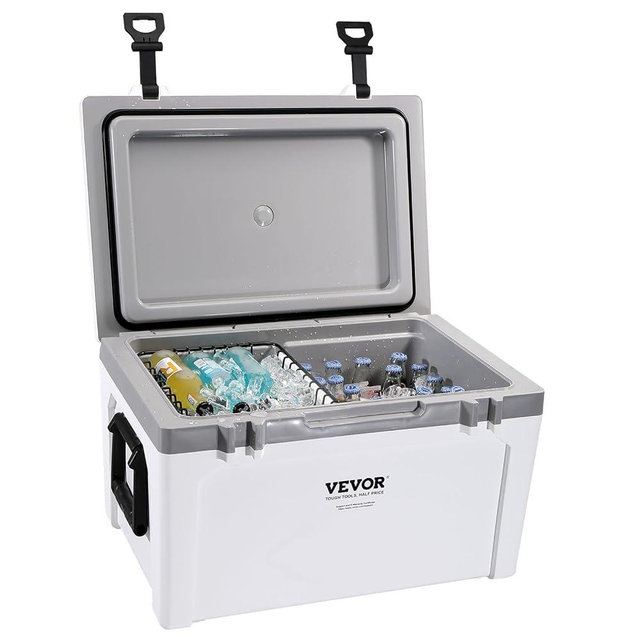 VEVOR Portable Cooler,Hard Cooler with Ice Retention, Heavy-Duty Handles and Strap, Lightweight Rigid Material Insulated Portable Cooler, Suitable for Family Picnics and Short Trips