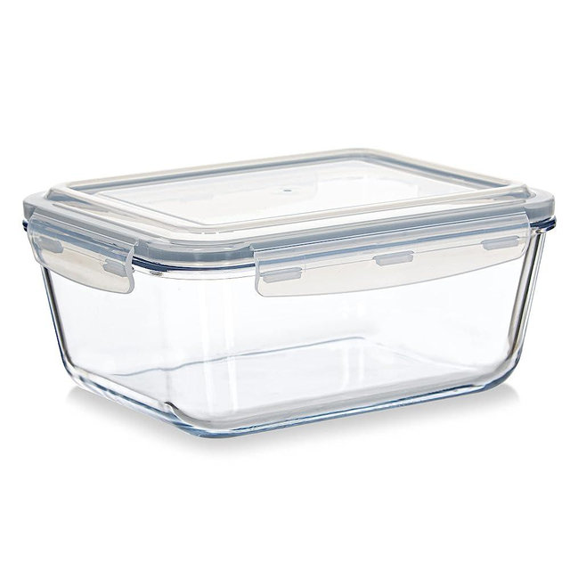 Large Glass Food Storage Container - Baking Containers with Hinged Locking Lids. 100% Leak Proof. 12 Cups / 3000 ml