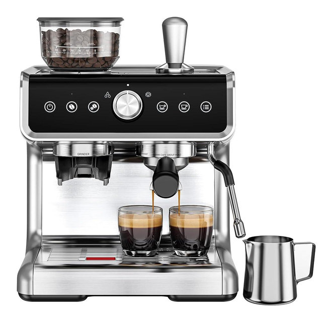 EUHOMY Espresso Machine with Grinder, 20 Bar Coffee Maker with Milk Frother Steam Wand, Professional Espresso Coffee Machines with Removable Water Tank, Latte & Cappuccino Machine for Home Barista