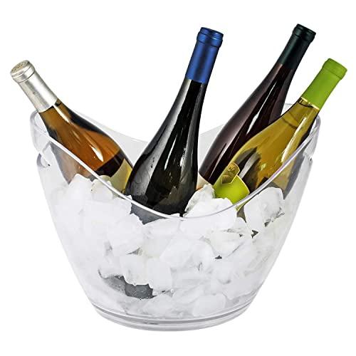 True Chill Ice Bucket Alcohol Holder Wine Bottle Chiller, Clear