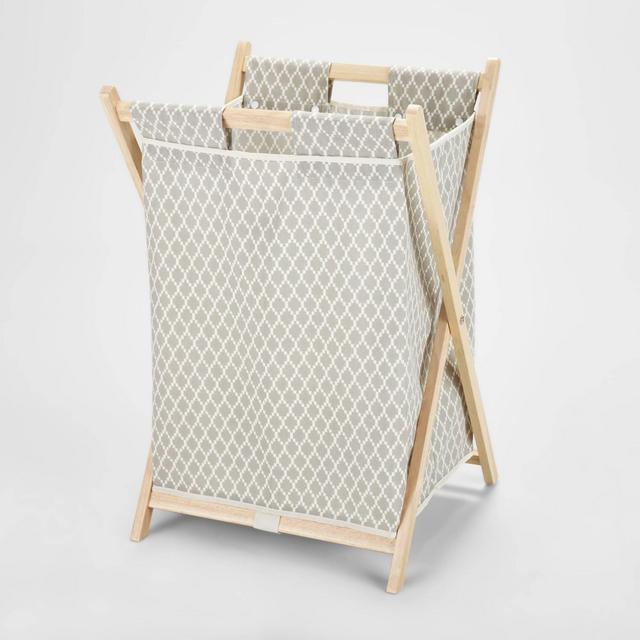 Wooden X-Frame Hamper Gray Diamond Print - Brightroom™