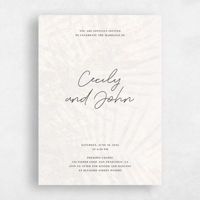 Off-White Wedding Invitation - Seabay Palm