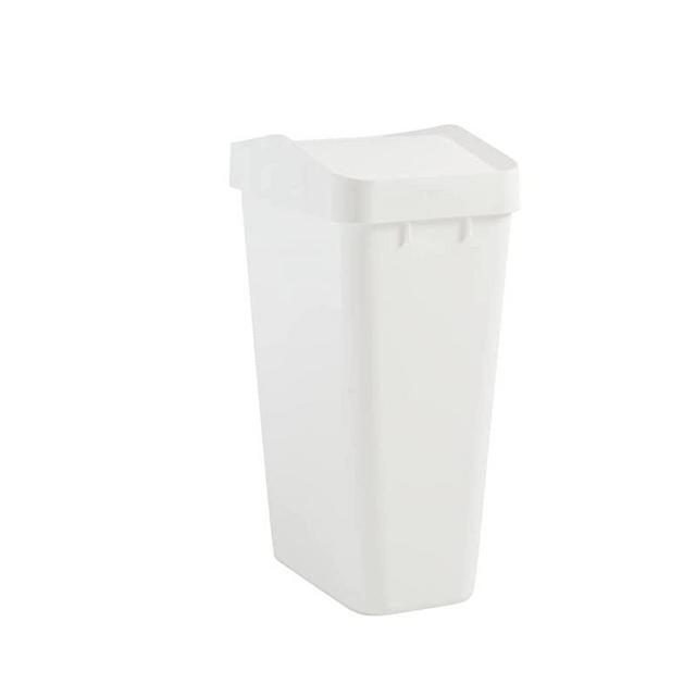 Rubbermaid Swing Top Waste Container for Home and Kitchen, Easy Access Disposal and Slim Modern Trash Can with Lid, 12.2 Gallon Capacity, White