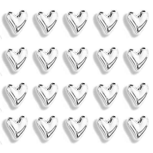 Janvelle 20PCS Silver Refrigerator Magnets Heart Cartoon Magnets for Fridge Cute Decorative Magnetic Stickers 0.83in Small Chrome Magnet Set Lovely Decoration for Office Whiteboard Home Kitchen