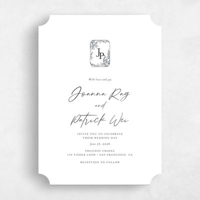 White Ticket Wedding Invitation - Birchwood Classic