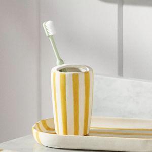 Striped Ceramic Toothbrush Holder