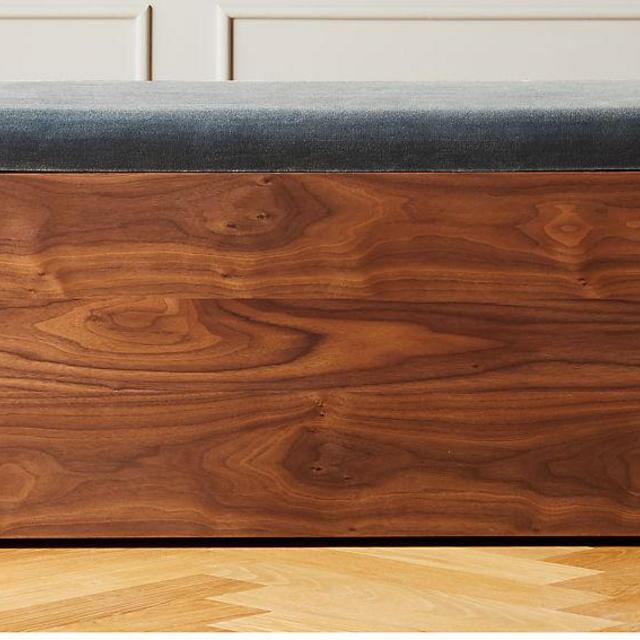 Catch-All Storage Bench Small Faux Mohair