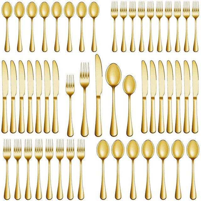 20 Pcs Gold Silverware Set Service for 4, Premium Stainless Steel Flatware Set, Cutlery Utensil Set, Durable Home Kitchen Eating Tableware Set, Include Fork Knife Spoon Set, Dishwasher Safe