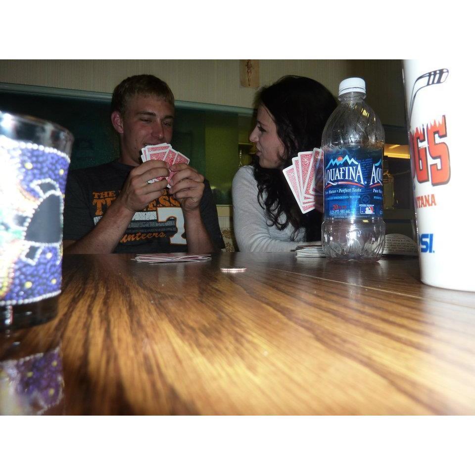 Where it all began! Travis had never played "Go Fish", so Kelsey spent the evening teaching Travis how to play the card game.