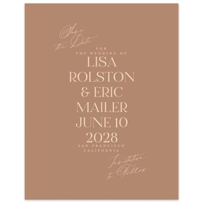 Camel, Brown Wedding Digital Save the Date - Menton Portrait